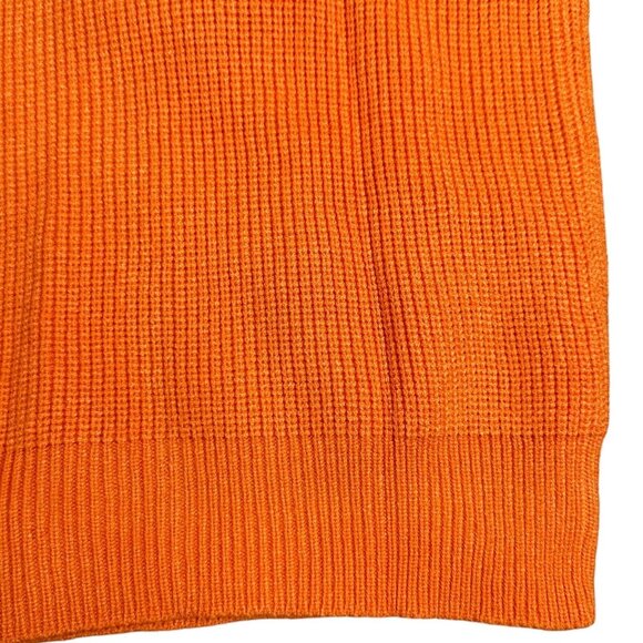 Women Sweater Shoulder Pad Knit Vest Medium Orange High Neck Cotton Top Knit - Picture 12 of 16